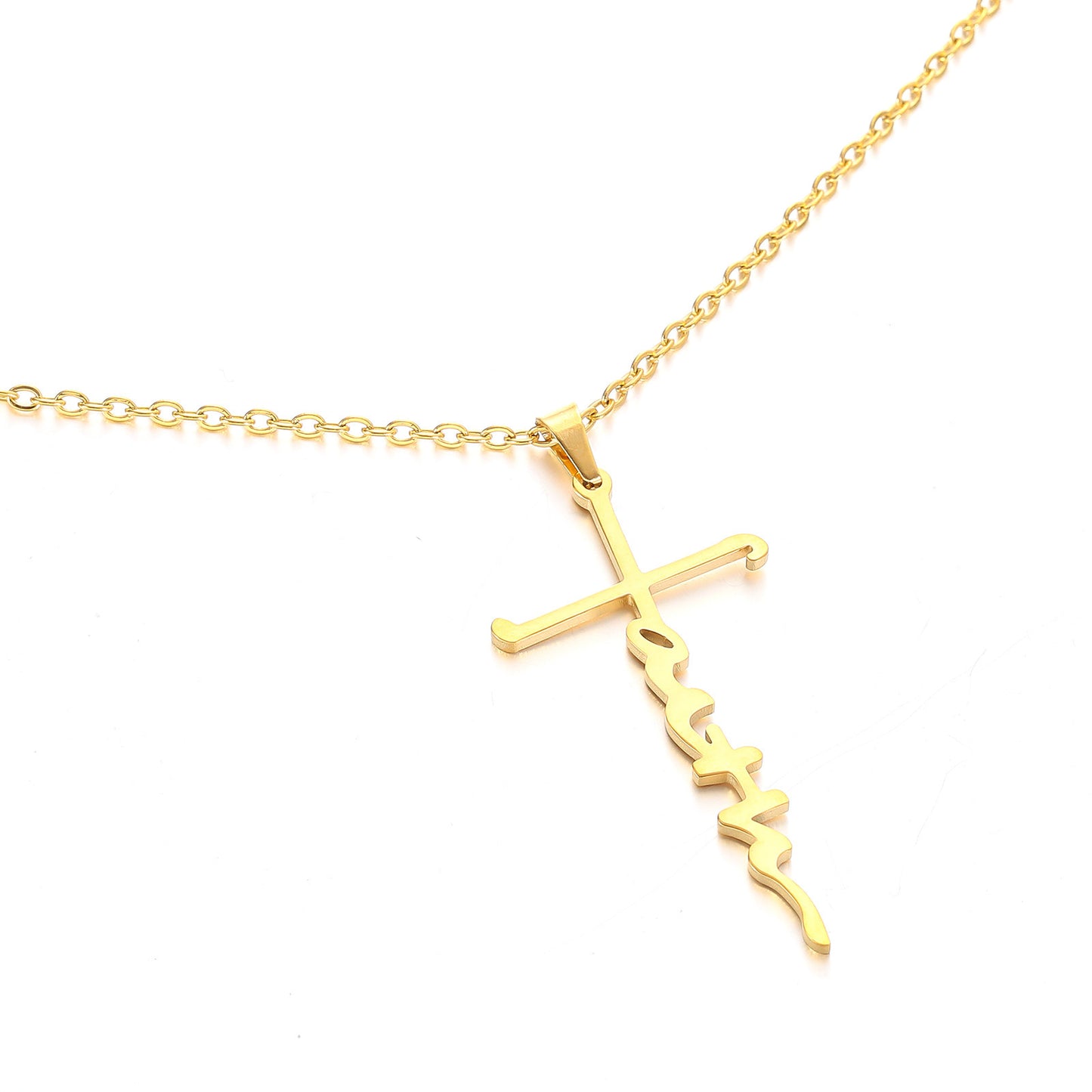 Stainless Steel Faith Necklace Faith English Name Special Symbol