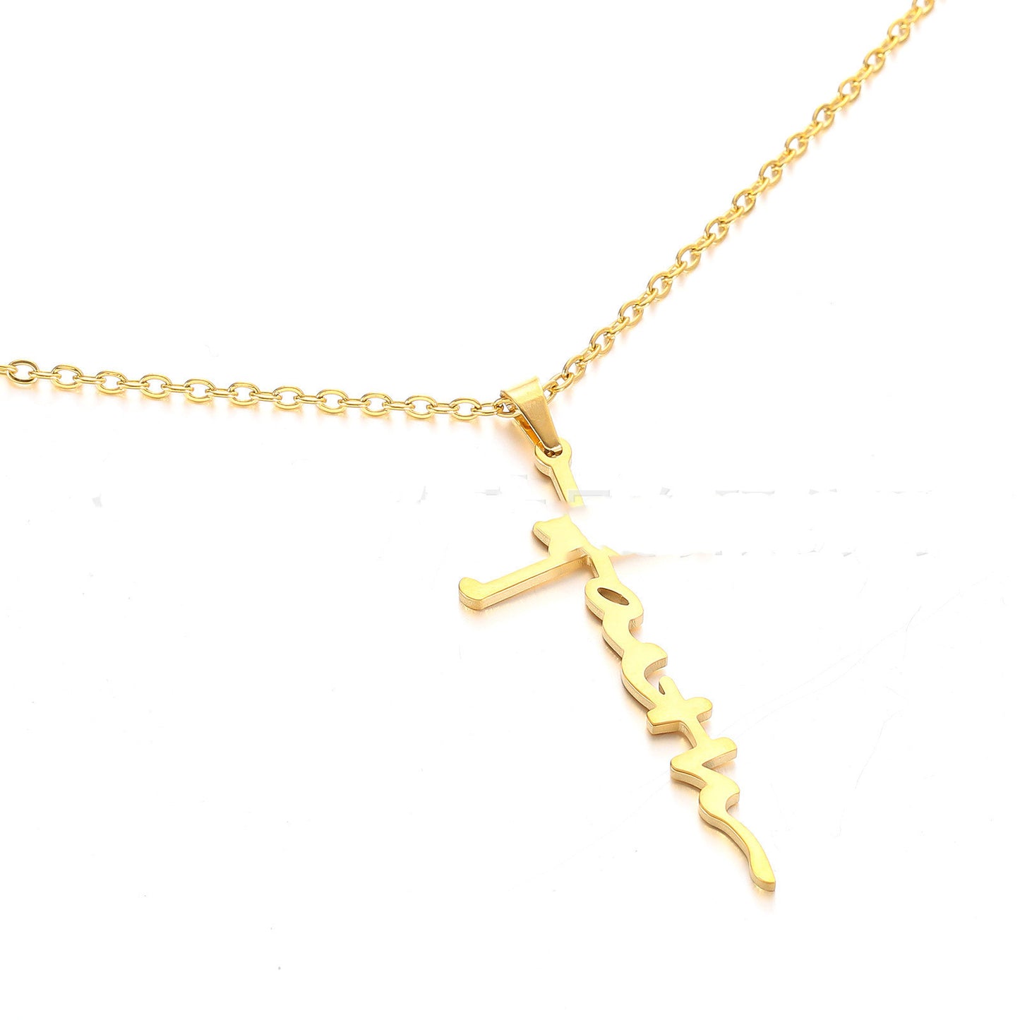 Stainless Steel Faith Necklace Faith English Name Special Symbol