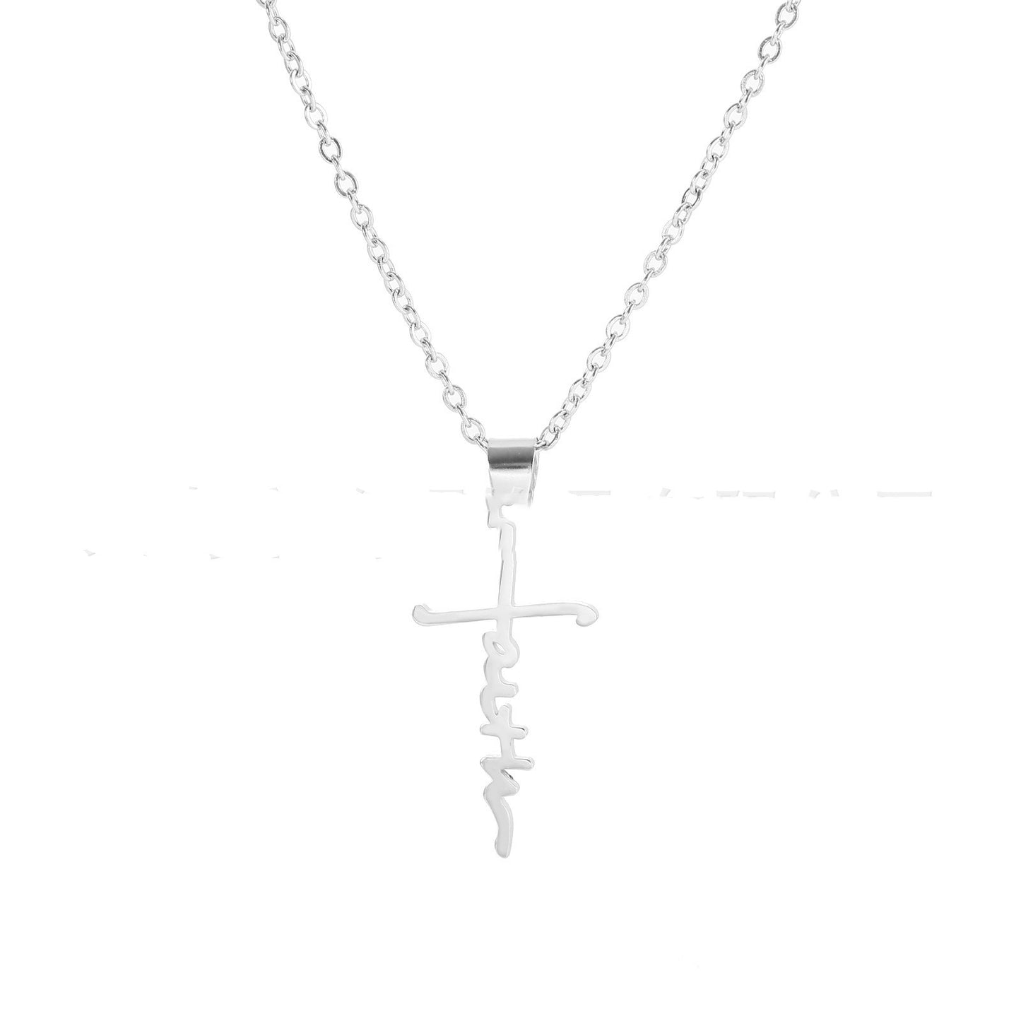 Stainless Steel Faith Necklace Faith English Name Special Symbol